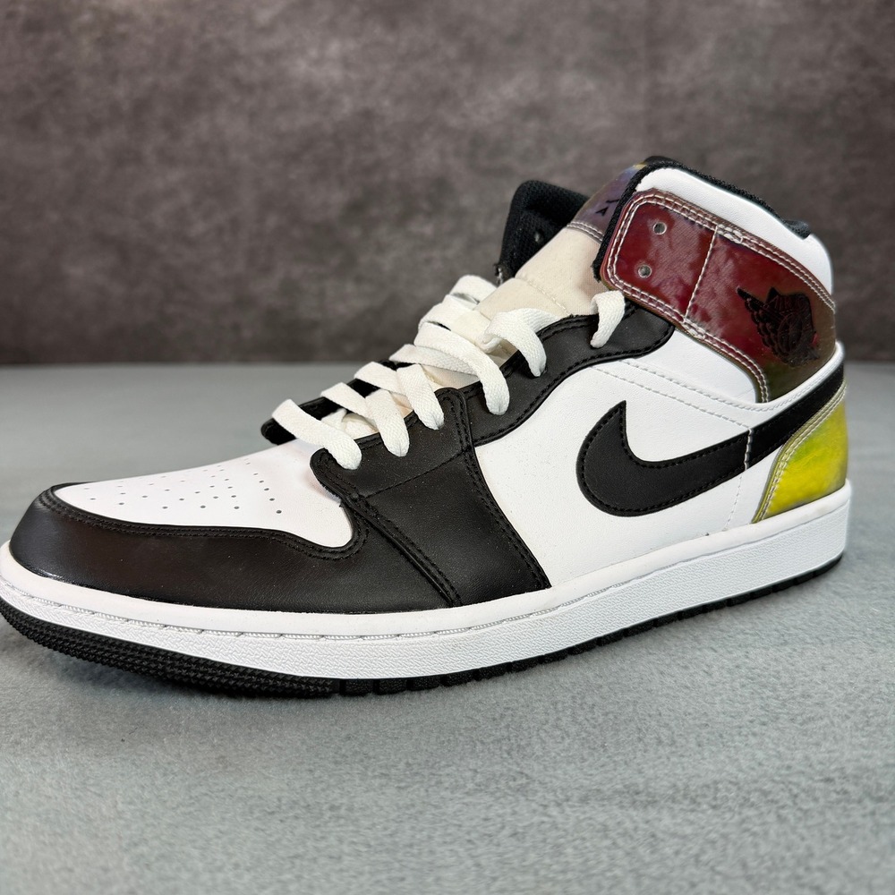 Air Jordan 1 Mid SE Heat Reactive White Black DM7802-100 Mens 10.5 - Picture 6 of 10